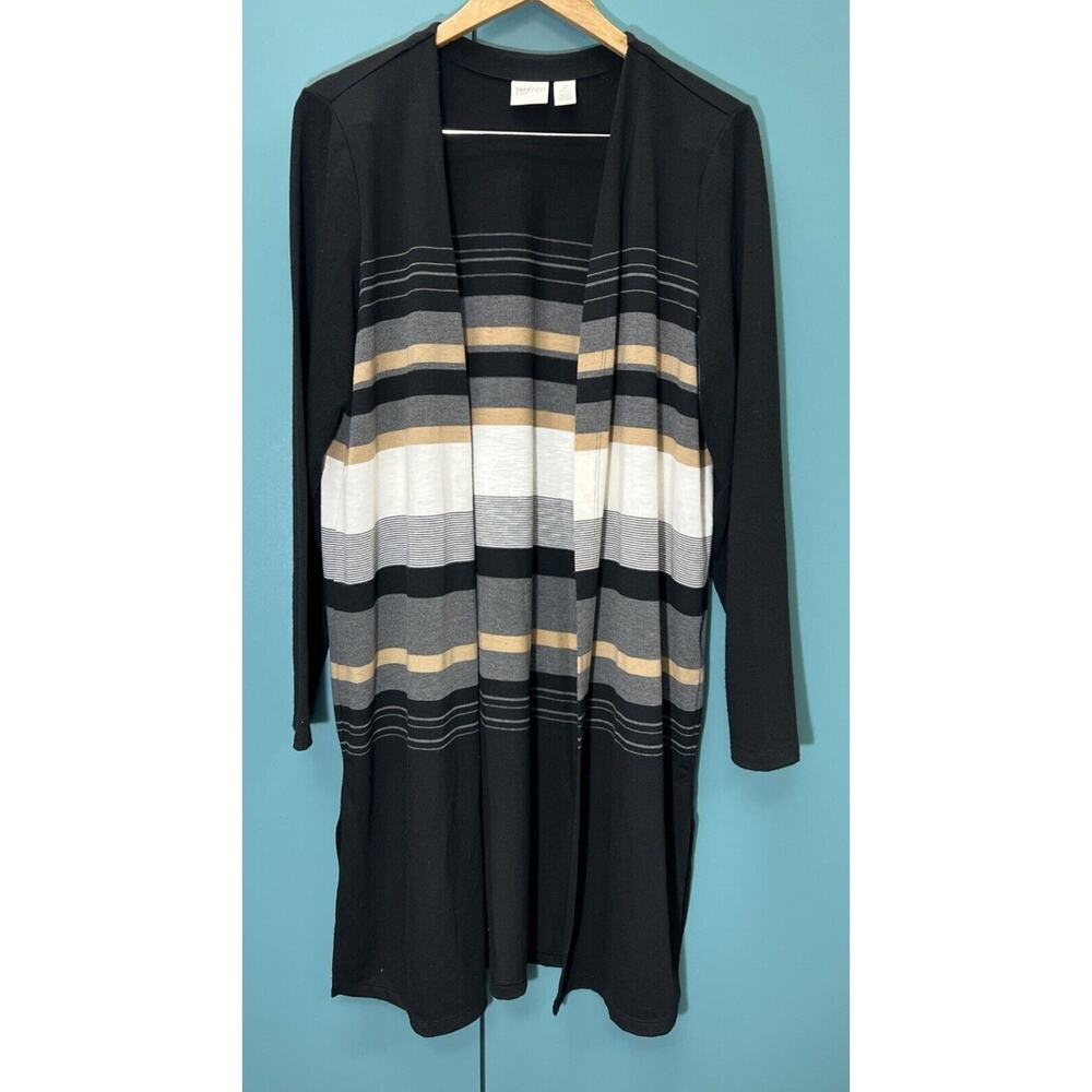 Chico’s 2 large Striped Festival Open Duster Cardigan sweater cottagecore Party